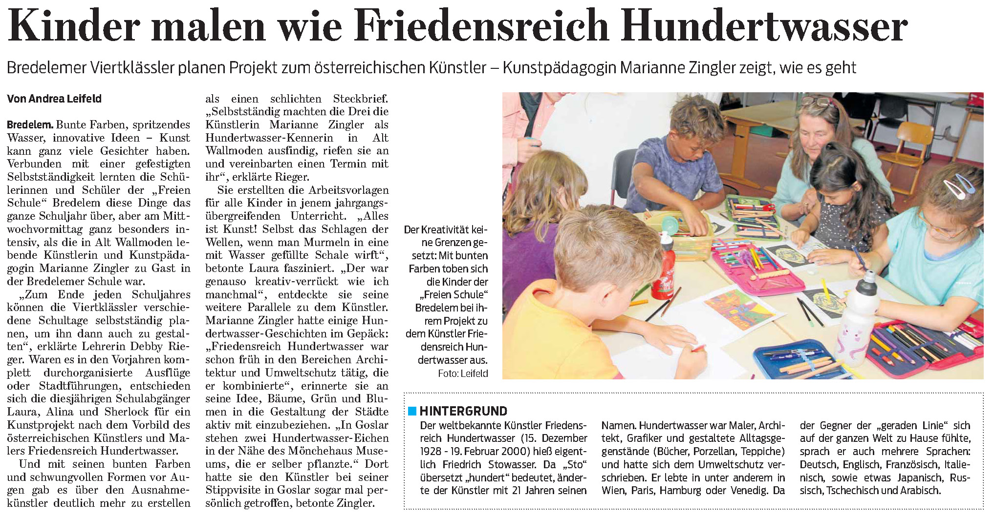 Juli 2021 - Kinder malen wie Friedensreich Hundertwasser - GZ vom 10.07.2021